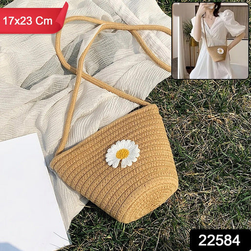Stylish Jute Crossbody Sling Bag (1 Pc, 17x23 Cm) by Your Brand