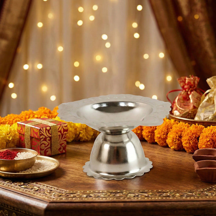 Stainless Steel Traditional Puja Diya Stand (1 Pc) by Your Brand