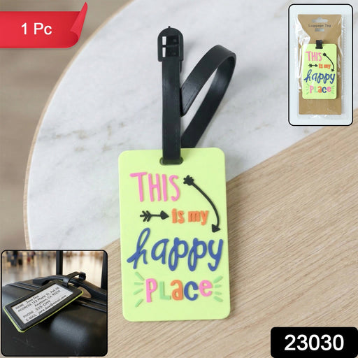 Colorful “This Is My Happy Place” Travel Identification Luggage Bag Tag (1 Pc) by Your Brand