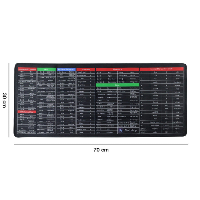 Shortcut Keyboard Mouse Pad Extended Desk Mat 70 x 30 Cm by Your Brand