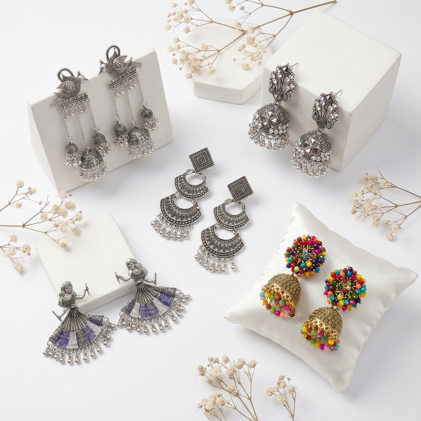 Royal Oxidised Jhumka Earrings Collection dealdekho.in