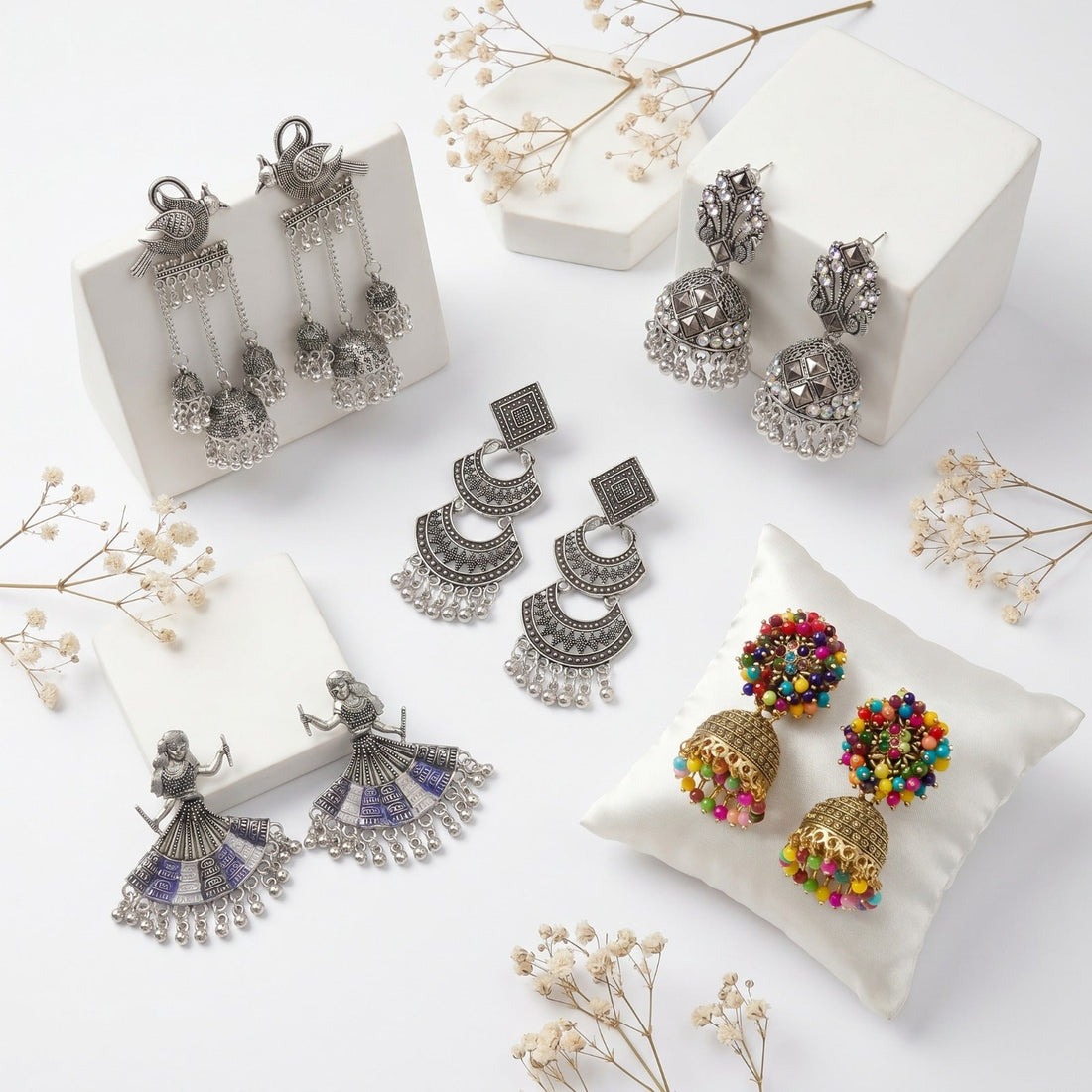 Royal Oxidised Jhumka Earrings Collection dealdekho.in