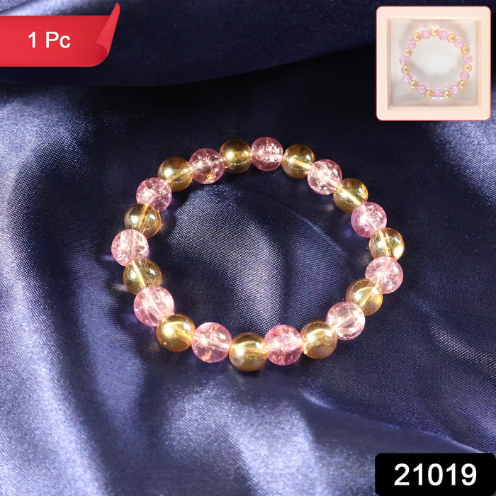 Elegant Dual-Tone Crystal Beaded Stretch Bracelet (1 Pc) by Your Brand