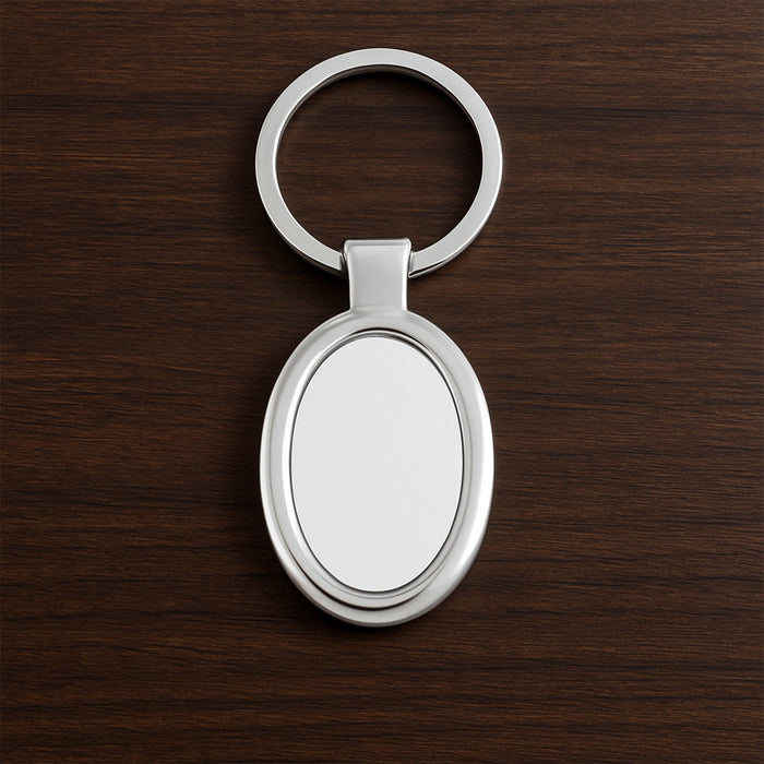 Sleek Oval Metal Keychain