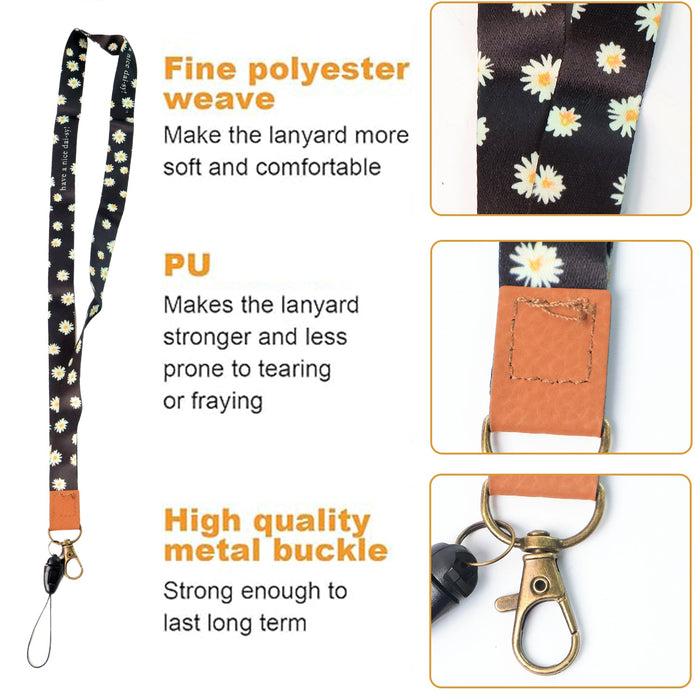 Floral Print Neck Lanyard Strap with Clip Hook & Mobile String (1 Pc) by Your Brand