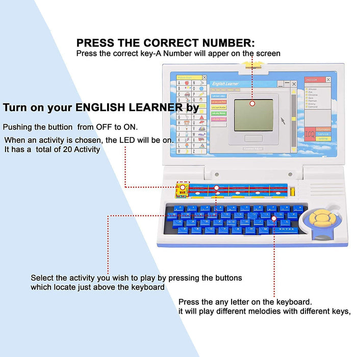 English Learner Educational Laptop Toy – 20 Learning Activities by Your Brand