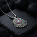 Antique Silver-Tone Oxidized Floral Mandala Pendant Necklace (1 Pc) by Your Brand