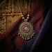 Antique Silver-Tone Oxidized Floral Mandala Pendant Necklace (1 Pc) by Your Brand