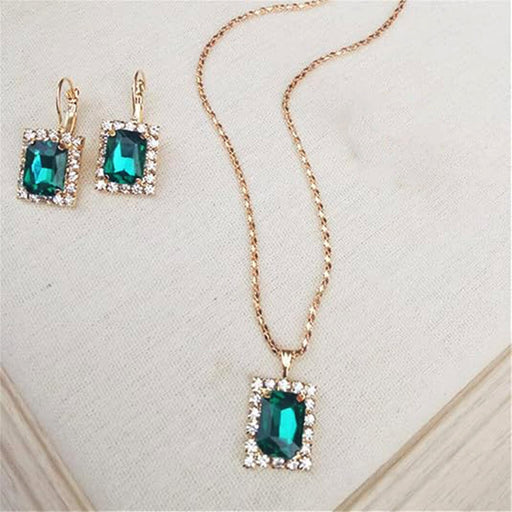 Stone Pendant Necklace Chain Set with Earrings (1 Set / Mix Color & Design) by Your Brand