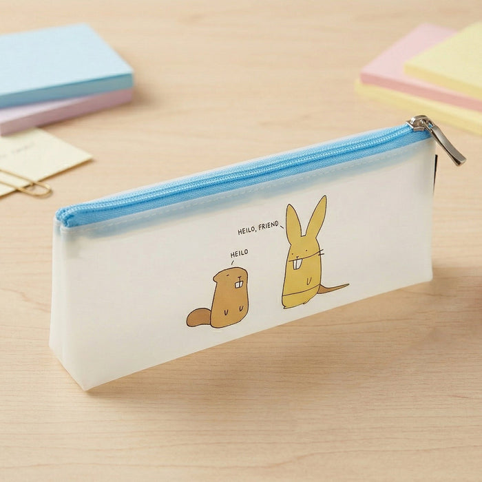 Cute Cartoon Transparent Pencil Pouch (1 Pc) by Your Brand