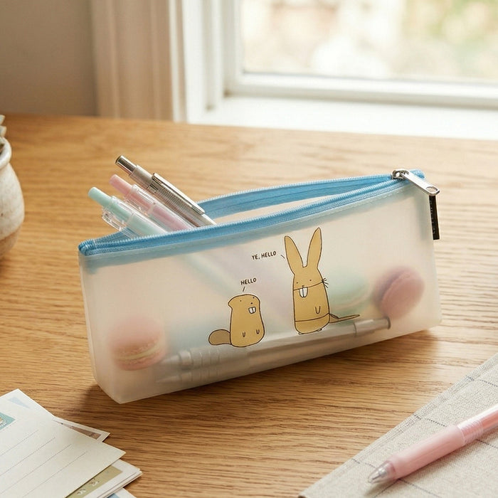 Cute Cartoon Transparent Pencil Pouch (1 Pc) by Your Brand
