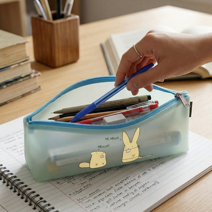 Cute Cartoon Transparent Pencil Pouch (1 Pc) by Your Brand