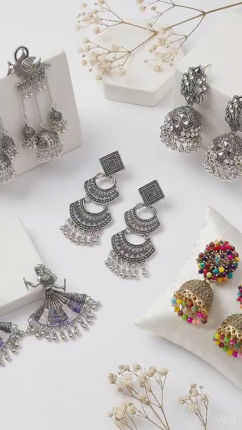 oxidised jhumka earrings