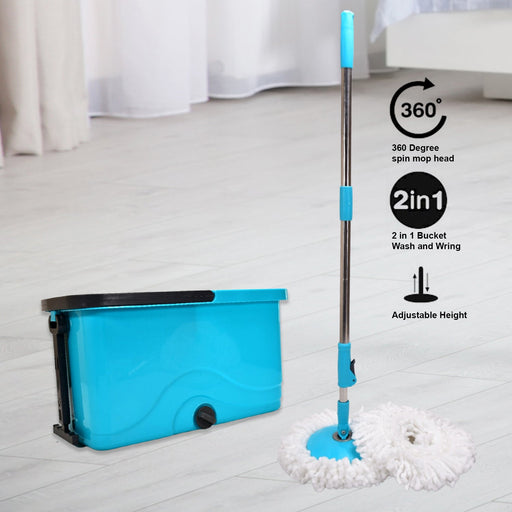 Quick Spin Mop – Plastic Floor Cleaner with Big Bucket & Easy Wheels by Your Brand