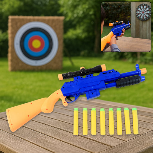 Shot Air Gun Toy with Scope and 8 Soft Foam Bullets Set by Your Brand