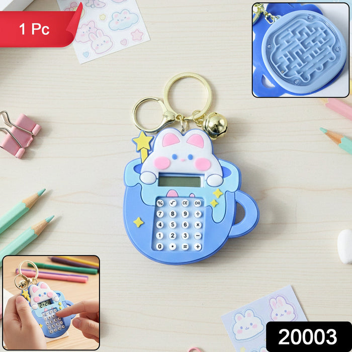 Cute Cartoon Bunny Calculator Keychain with Mini Digital Display (1 Pc) by Your Brand