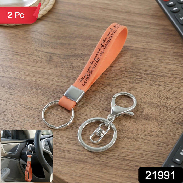 Silicone Wrist Strap Keychain with Metal Key Ring Hook (2 Pc) by Your Brand