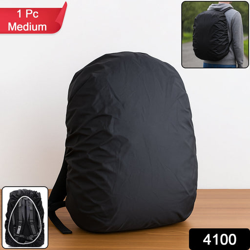Medium waterproof backpack rain cover on a bag; lightweight, durable nylon, 100% waterproof protection.