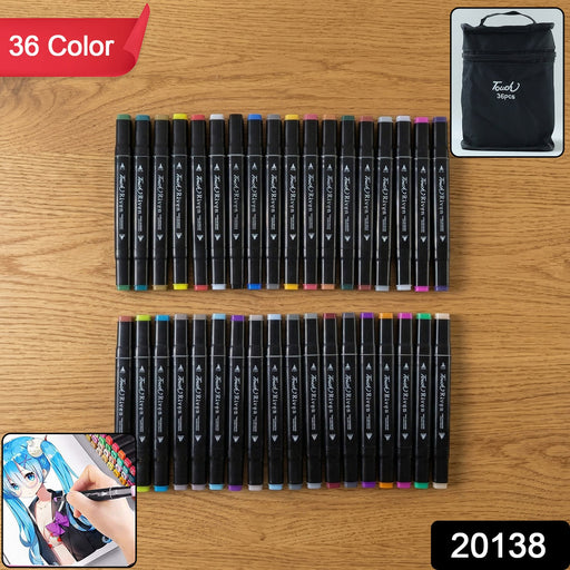 36 Color Dual Tip Art Sketch Markers Set with Carry Case by Your Brand
