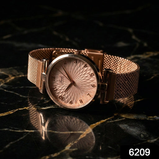 Elegant Rose Gold Finish Analog Wrist Watch (1 Pc) by Your Brand