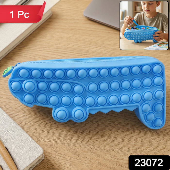 Cartoon Crocodile Shape Pop It Pencil Pouch (1 Pc) by Your Brand