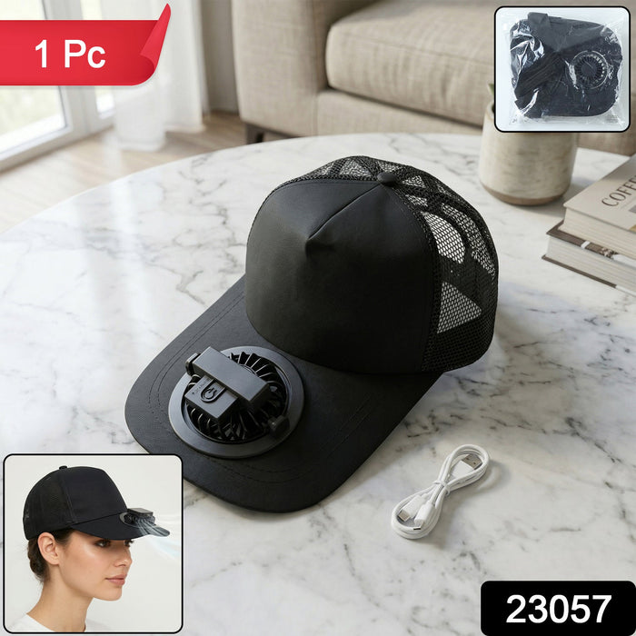 Portable USB Rechargeable Cooling Cap with Built in Mini Fan (1 Pc ) by Your Brand