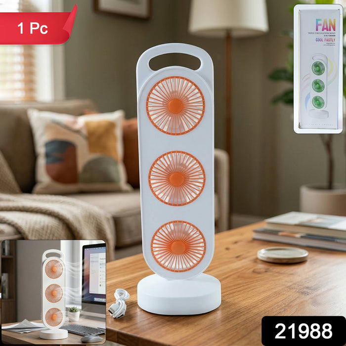 Portable 3 in 1 Design Triple Head Table Fan (1 Pc) by Your Brand