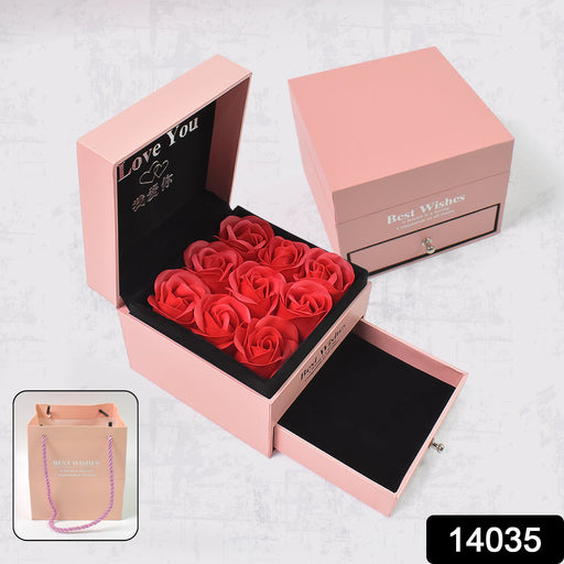 Preserved Eternal Rose Gift Box with Drawer & 9 Artificial Roses (1 Set) by Your Brand