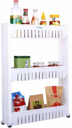 Multipurpose 3 Layer Slim Side Space Saving Storage Organizer Rack Shelf by Your Brand