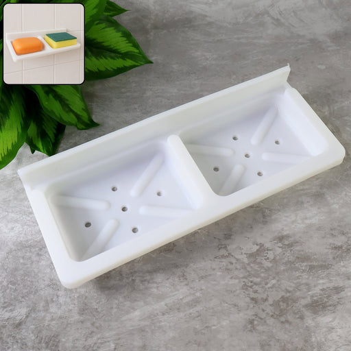 Wall Mounted Double Compartment Soap & Sponge Holder (1 Pc) by Your Brand