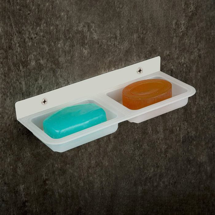 Wall Mounted Double Compartment Soap & Sponge Holder (1 Pc) by Your Brand