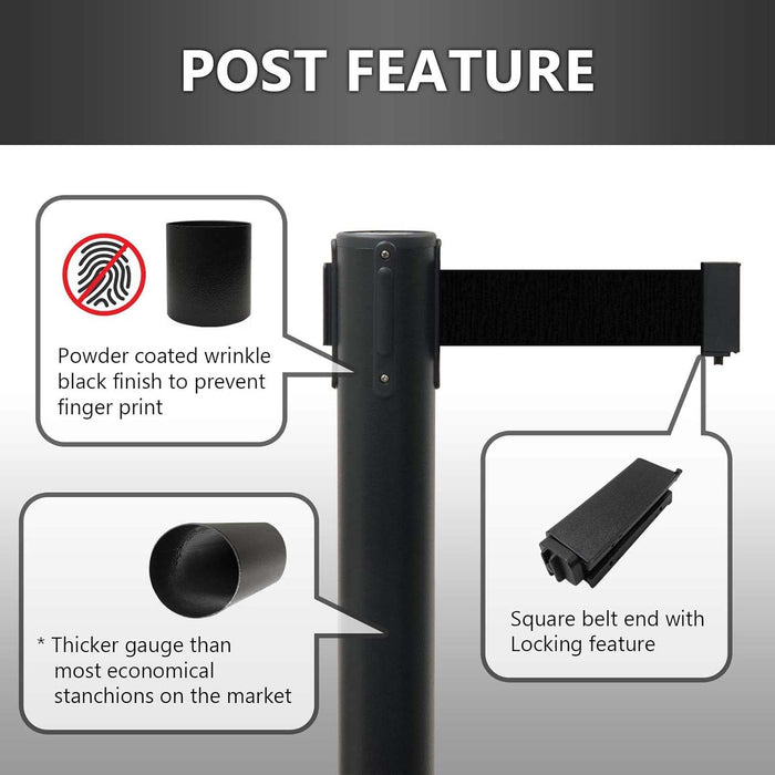 Heavy Duty Retractable Belt Crowd Control Pole with Sturdy Base – 1 Pc by Your Brand