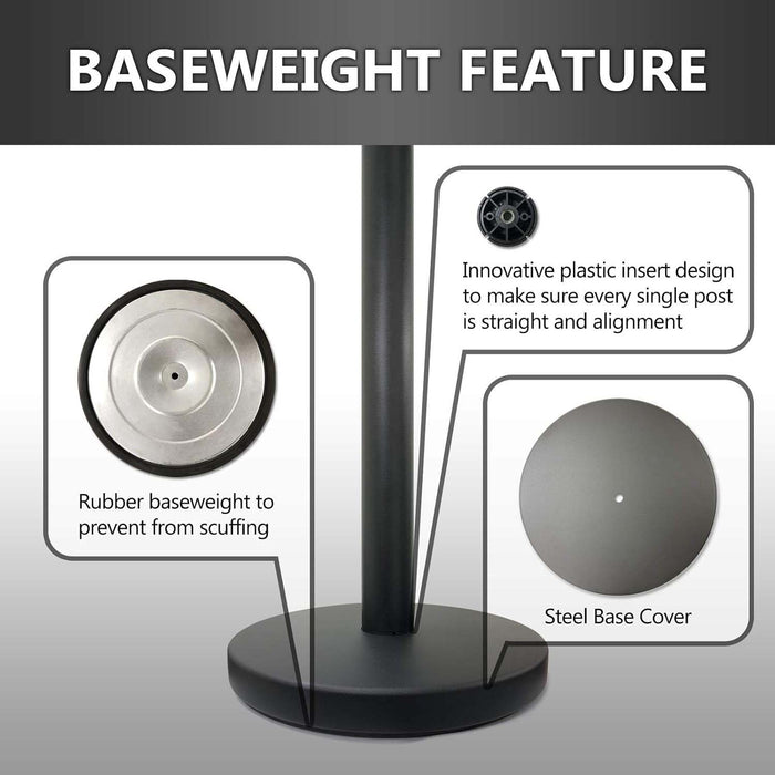 Heavy Duty Retractable Belt Crowd Control Pole with Sturdy Base – 1 Pc by Your Brand