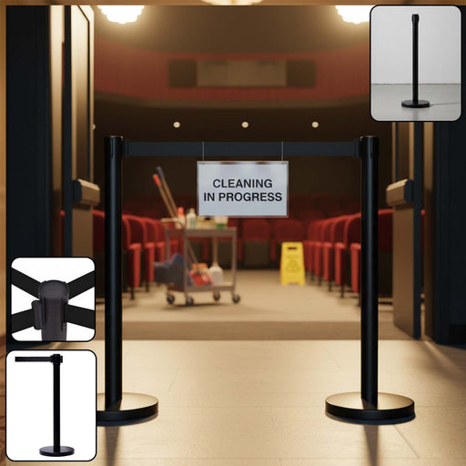 Heavy Duty Retractable Belt Crowd Control Pole with Sturdy Base – 1 Pc by Your Brand