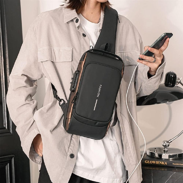 Unisex crossbody sling bag for travel and everyday use; lightweight anti-theft design with built-in combination lock.