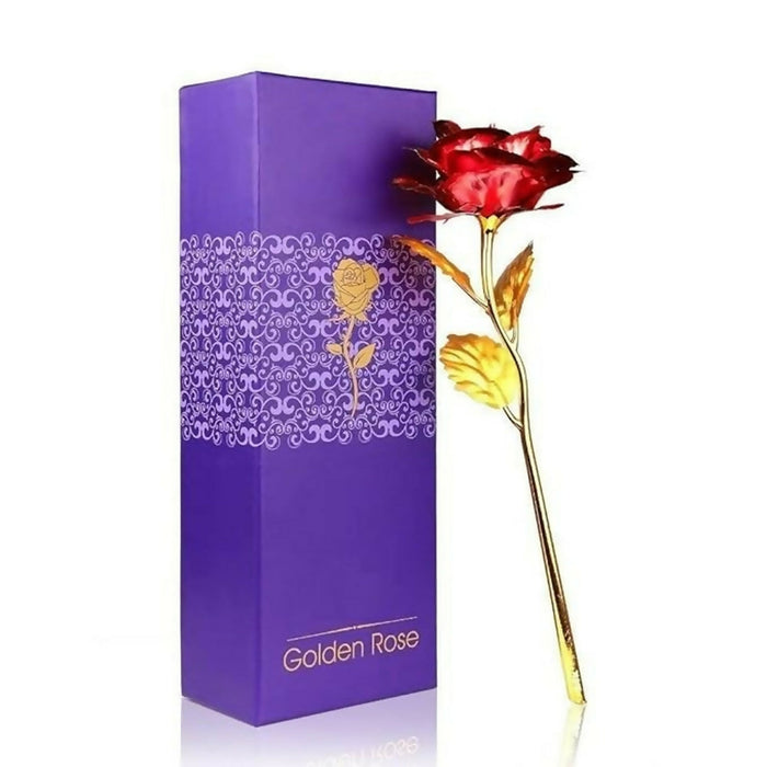 24K Artificial Golden Rose / Gold Red Rose with Gift Box (10 inches) by Your Brand
